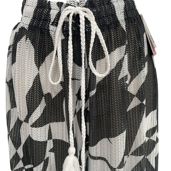 Wide-Leg Abstract Black & White Patterned Pants By Kiwi & Punch XL Elastic Waist - Picture 8 of 11